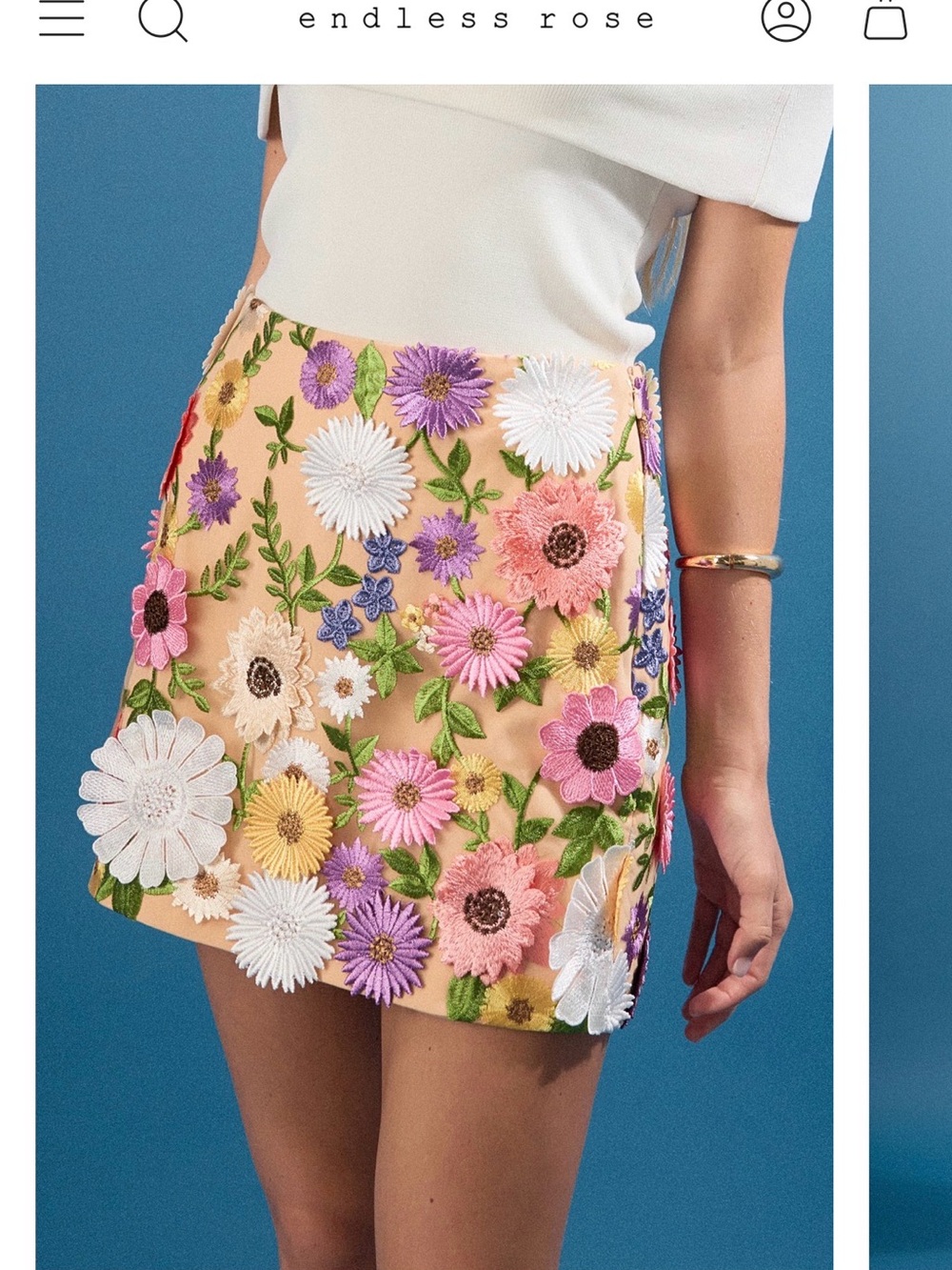 Endless Rose Floral Embroidered Mini Skirt L—NWT